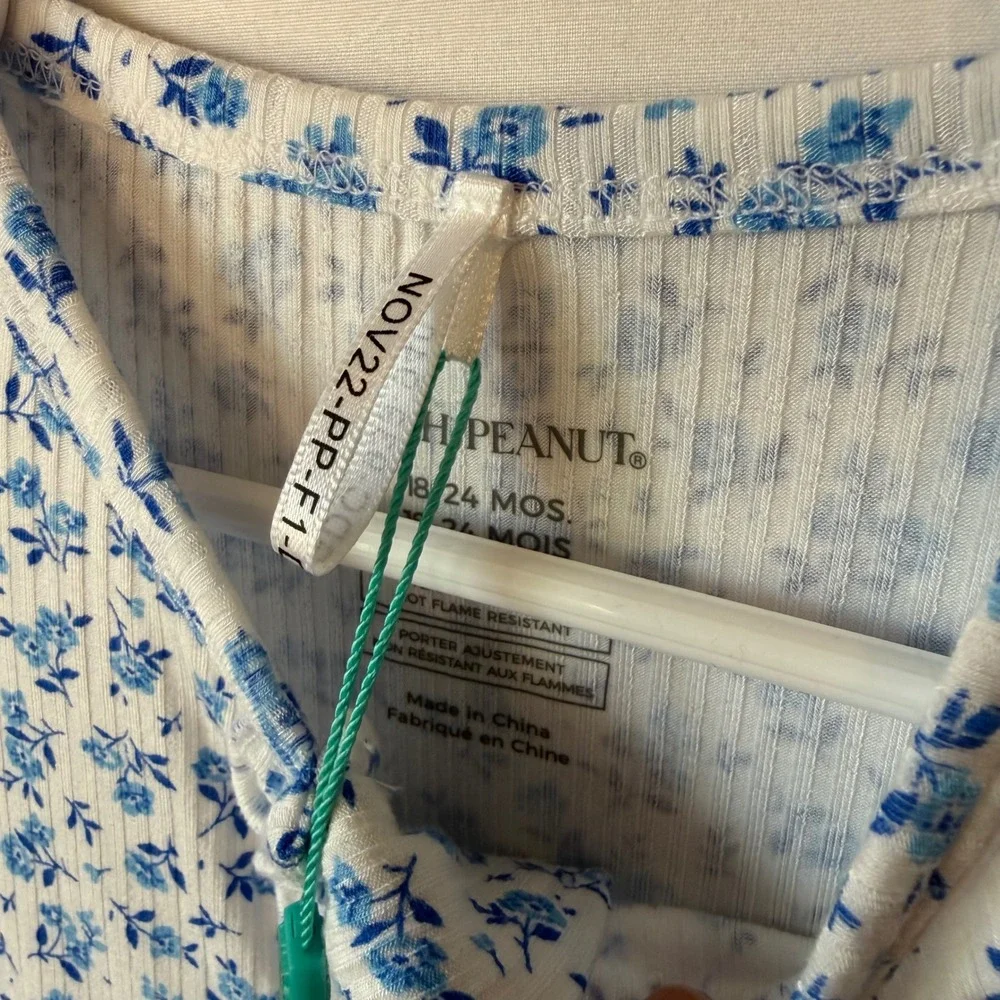 Posh Peanut Andina Blue Floral Ribbed Bamboo Footie Romper 18-24 Months NWT - Picture 4 of 11